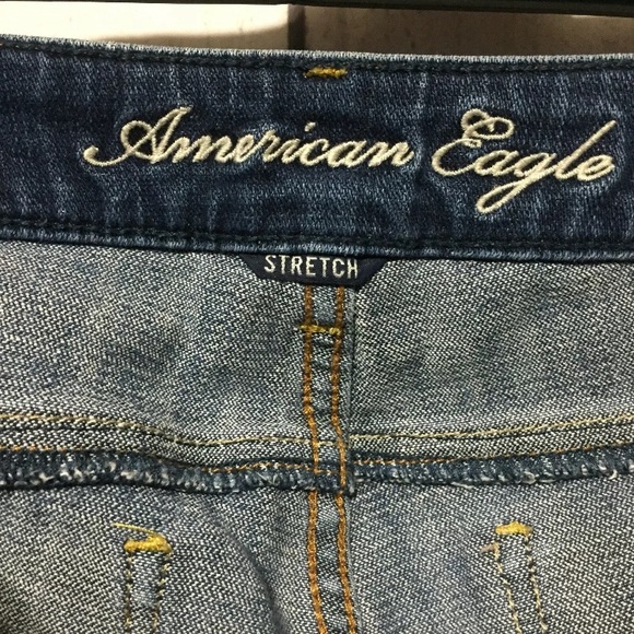 🍒 American Eagle Skinny Blue Jeans 2 Destroyed - Picture 7 of 12